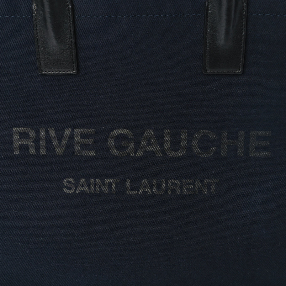Saint Laurent Canvas Calfskin Rive Gauche North South Noe Tote Navy Black Image 6