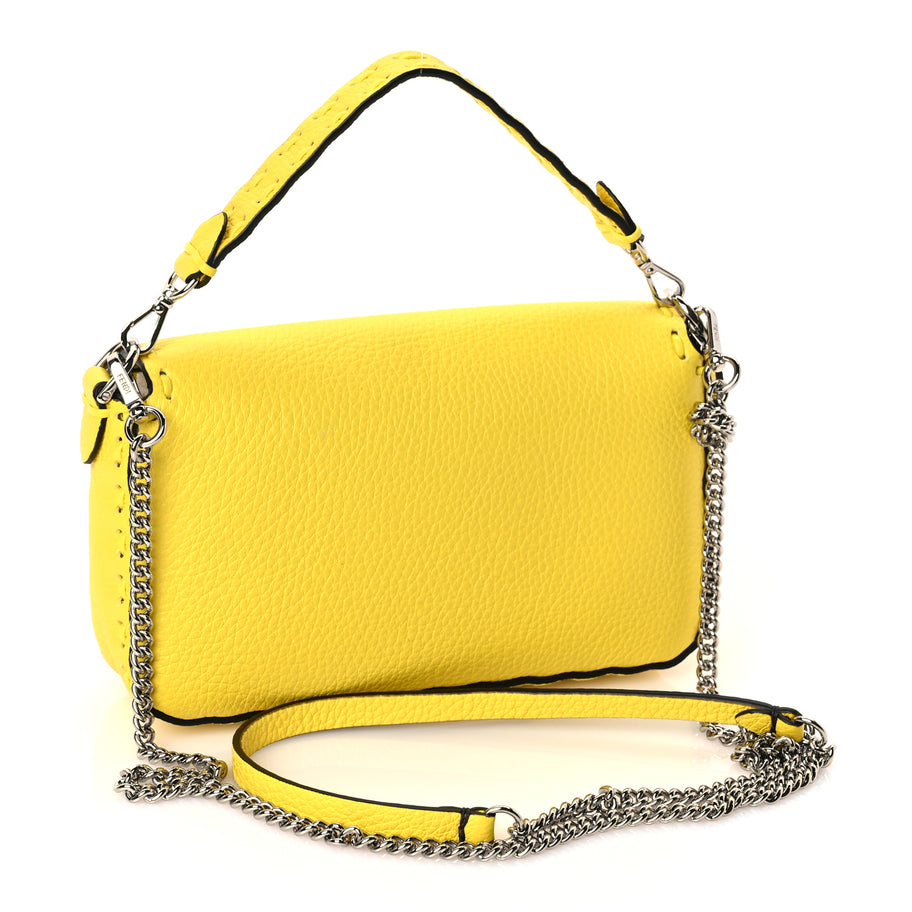Fendi Cuoio Roma Sellerissima Nappa Sintetica Tape Stitch Mini Baguette Acid Yellow Image 2