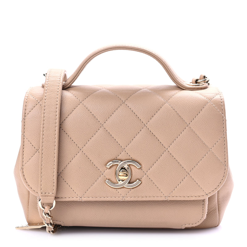  Chanel Caviar Quilted Small Business Affinity Flap Beige
