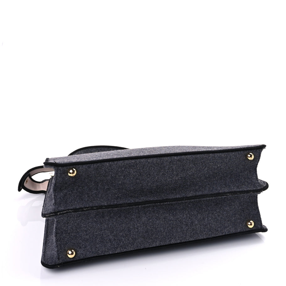 Fendi Melange Flannel Satin Threaded Edge Medium Peekaboo I SEE U Satchel Grigio Bois de Rose Image 3
