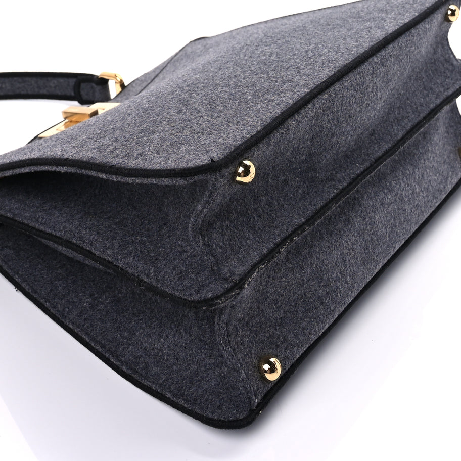 Fendi Melange Flannel Satin Threaded Edge Medium Peekaboo I SEE U Satchel Grigio Bois de Rose Image 7