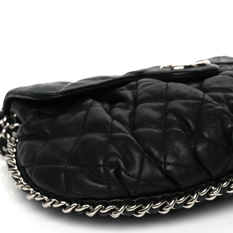 Chanel Washed Lambskin Quilted Medium Chain Around Messenger Black Image 8
