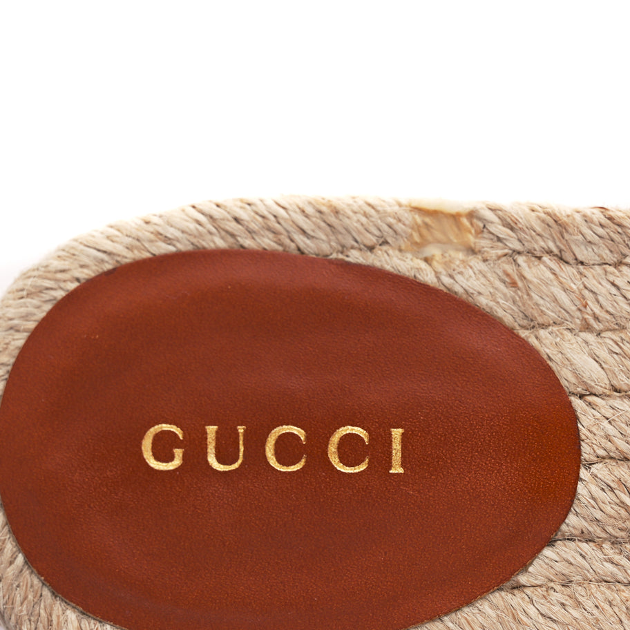 Gucci Raffia Interlocking G Flat Slide Espadrille Sandals 38.5 Harness Brown Image 7