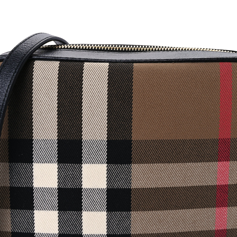 Burberry Calfskin House Check Medium Camera Bag Black Image 6
