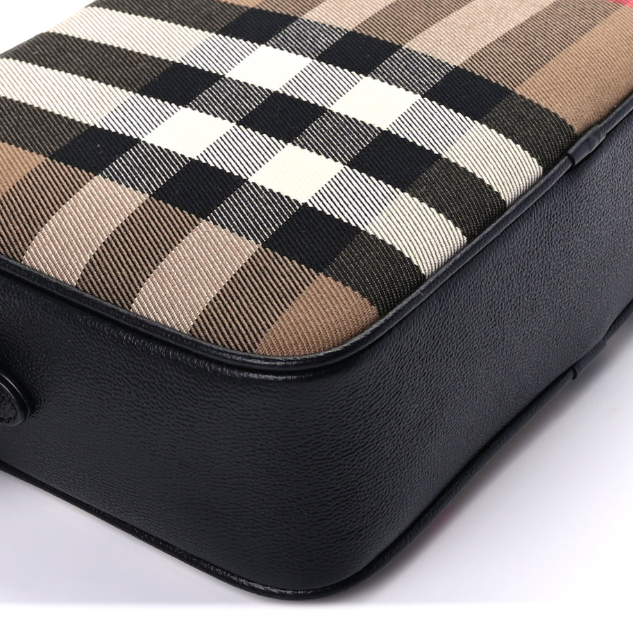 Burberry Calfskin House Check Medium Camera Bag Black | Luxe