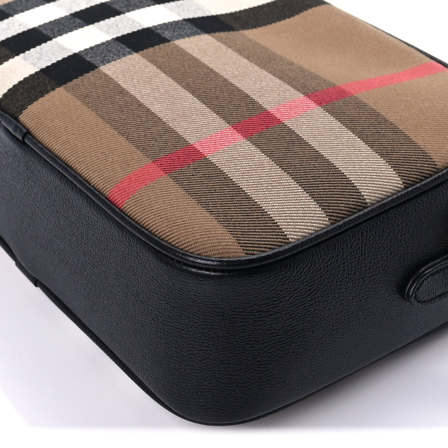 Burberry Calfskin House Check Medium Camera Bag Black | Luxe
