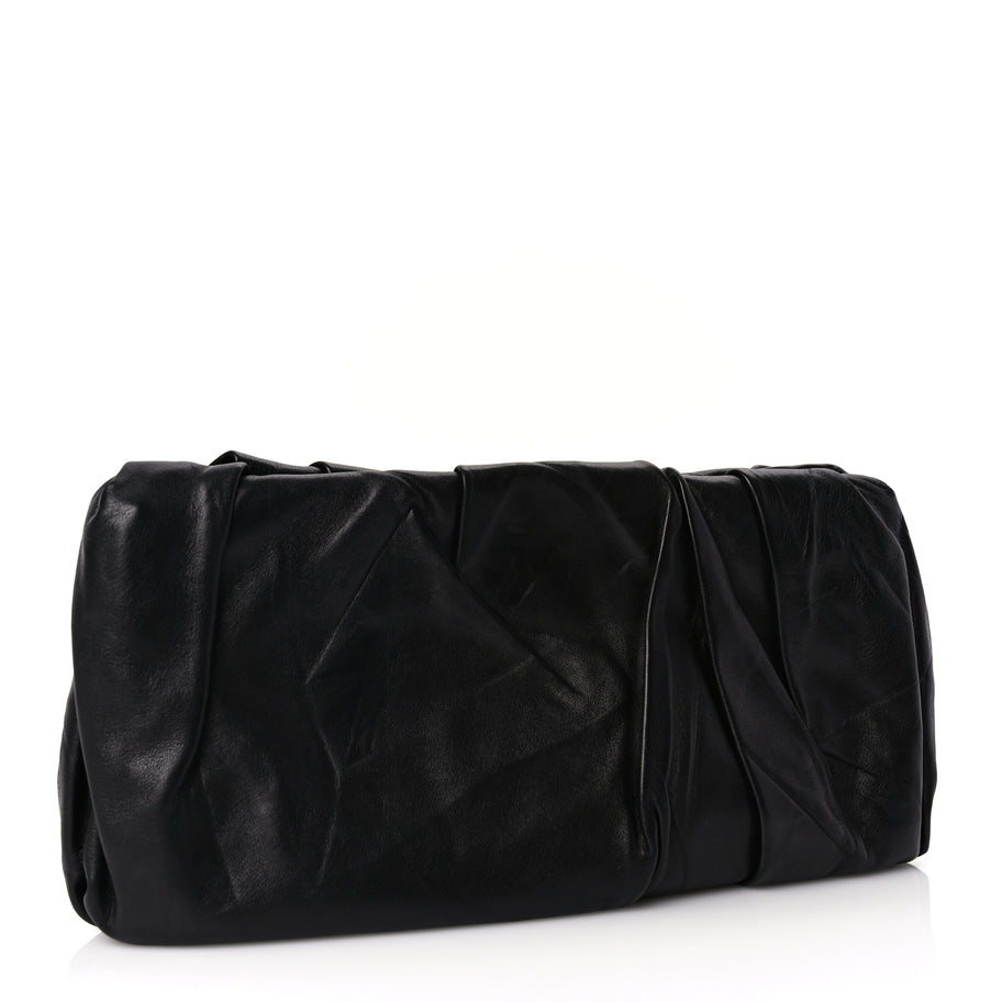 Prada Nappa Pleated Clutch Black Image 3