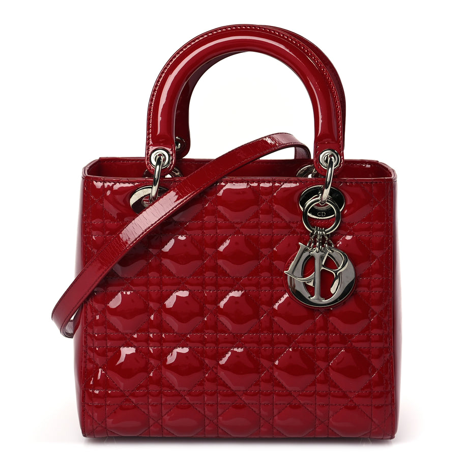Christian Dior Patent Cannage Medium Lady Dior Red Image 1