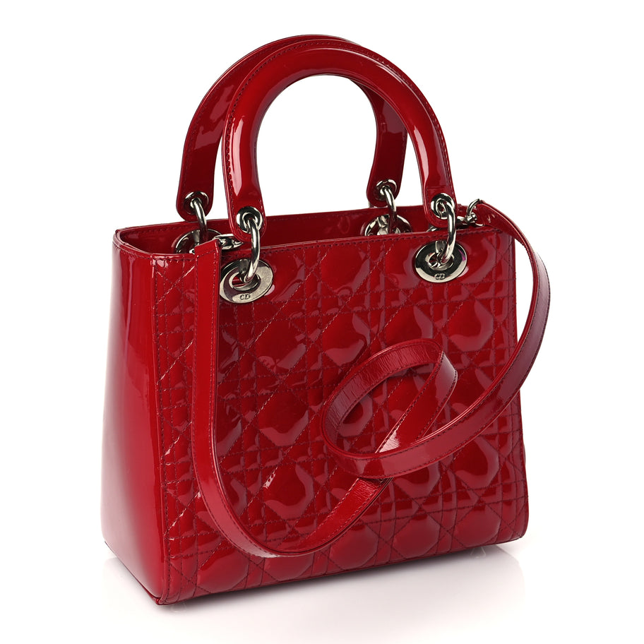 Christian Dior Patent Cannage Medium Lady Dior Red Image 2