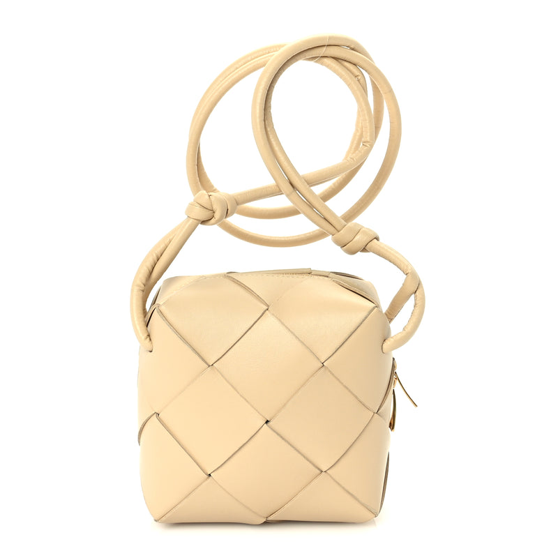  Bottega Veneta Lambskin Maxi Intrecciato Mini Cassette Camera Bag  Porridge