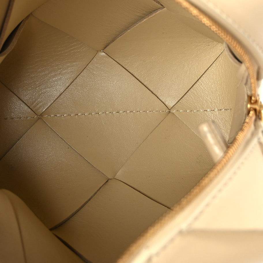 Bottega Veneta Lambskin Maxi Intrecciato Mini Cassette Camera Bag  Porridge Image 4