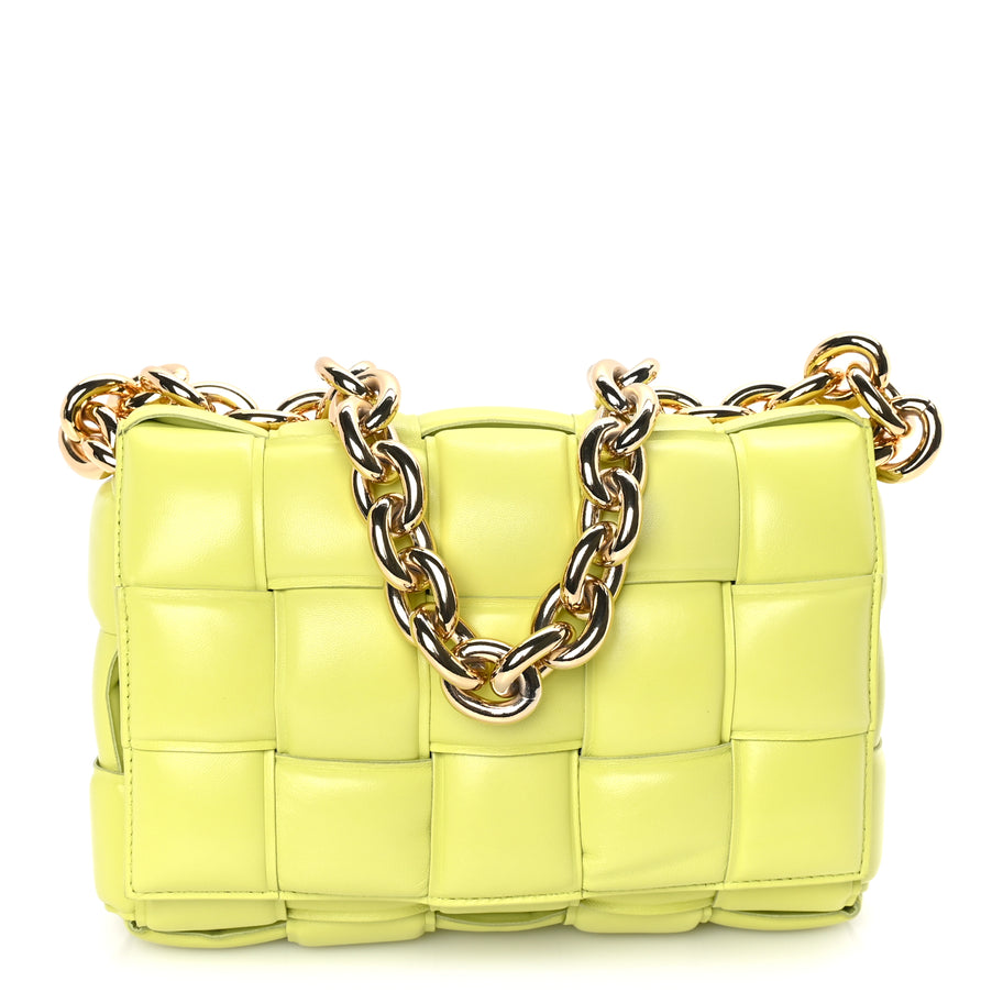 Bottega Veneta Lambskin Maxi Intreccio Padded Chain Cassette Crossbody Bag  Kiwi Image 1
