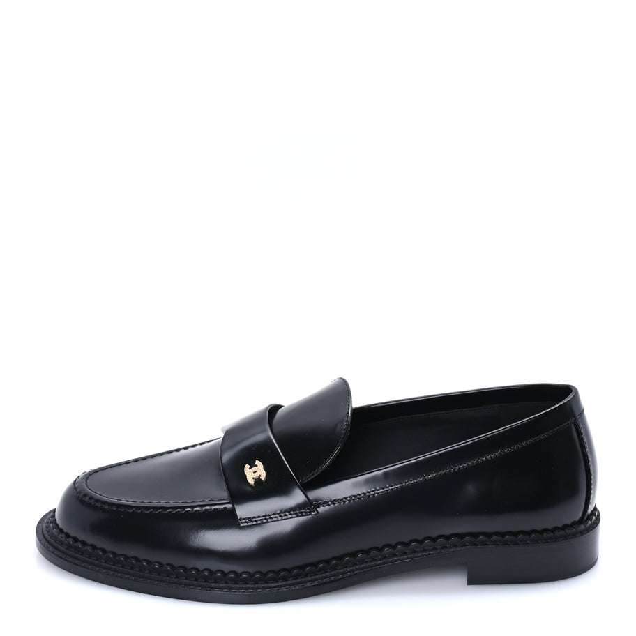 Chanel Shiny Calfskin CC Loafers 42  Black Image 1