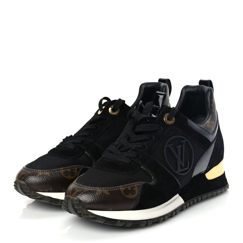  Louis Vuitton Suede Monogram Run Away Sneakers 35 Black