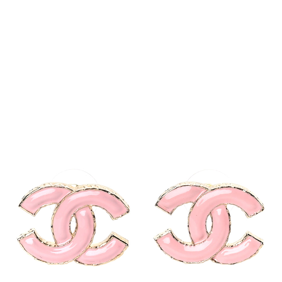 Chanel Metal Enamel CC Earring Pink Gold Image 1