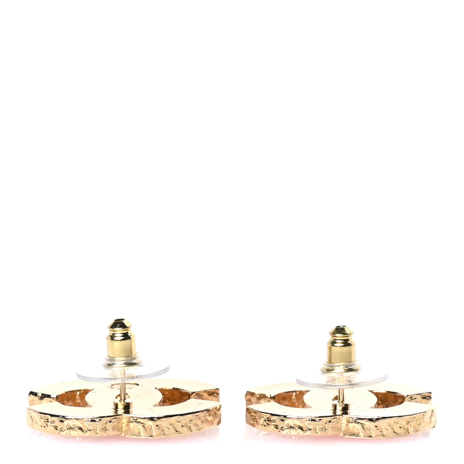 Chanel Metal Enamel CC Earring Pink Gold Image 3