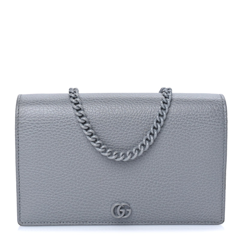  Gucci GUCCI Dollar Calfskin Enamel Monochrome Mini GG Marmont Chain Wallet Deep Grey Deep Grey