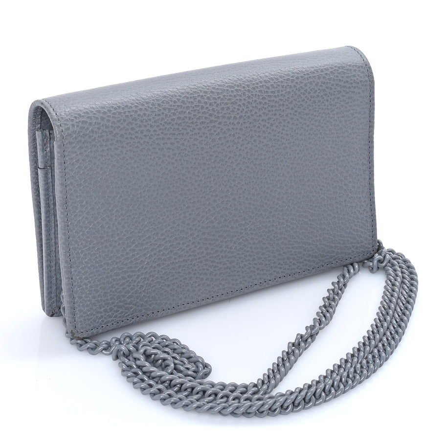 Gucci GUCCI Dollar Calfskin Enamel Monochrome Mini GG Marmont Chain Wallet Deep Grey Deep Grey Image 2