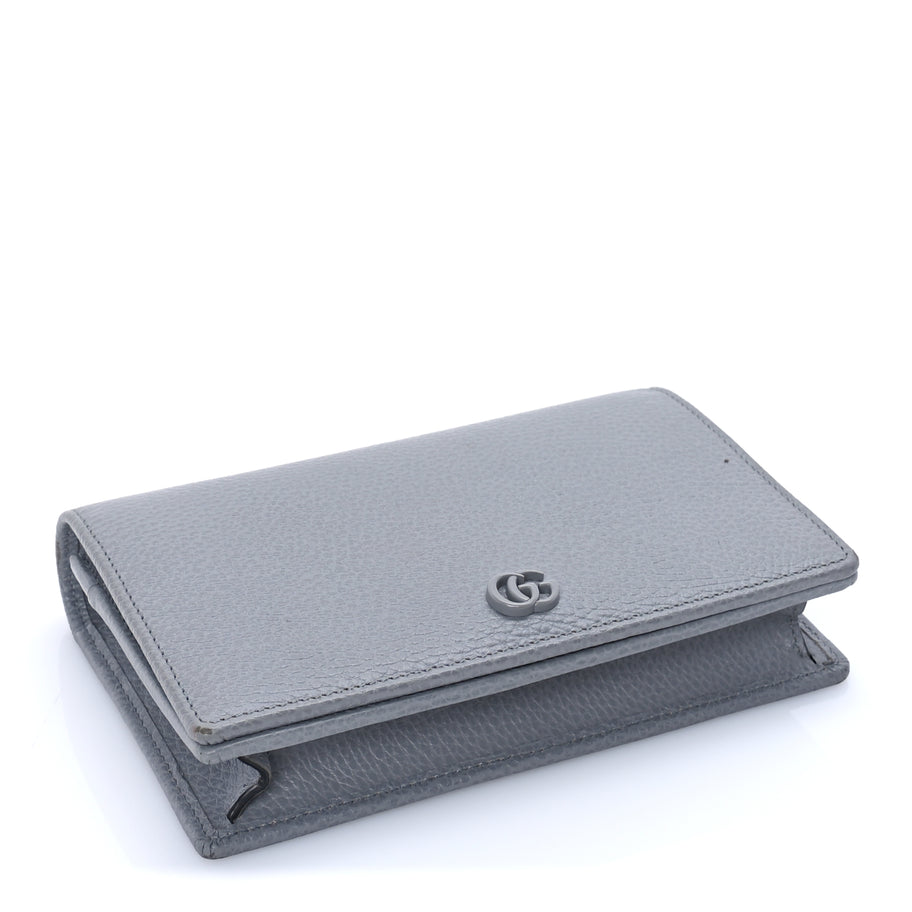 Gucci GUCCI Dollar Calfskin Enamel Monochrome Mini GG Marmont Chain Wallet Deep Grey Deep Grey Image 3