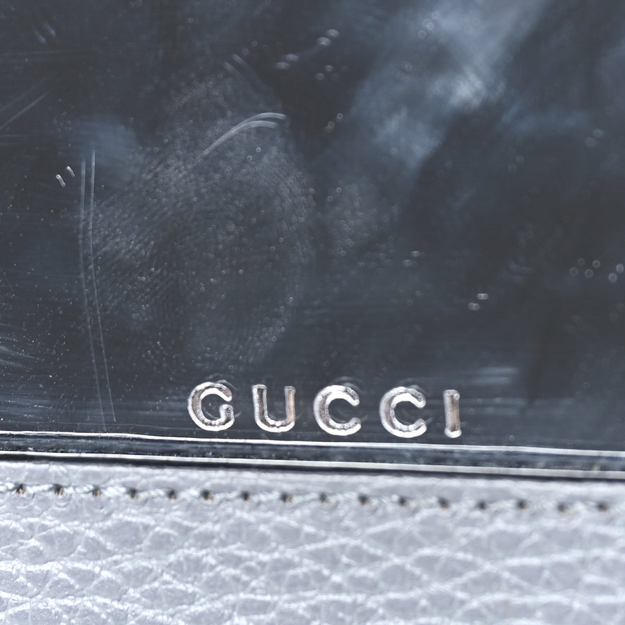Gucci GUCCI Dollar Calfskin Enamel Monochrome Mini GG Marmont Chain Wallet Deep Grey Deep Grey Image 5