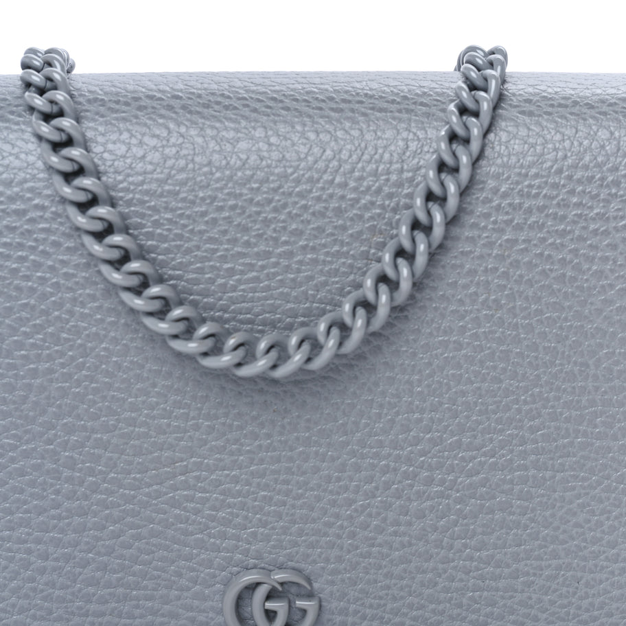 Gucci GUCCI Dollar Calfskin Enamel Monochrome Mini GG Marmont Chain Wallet Deep Grey Deep Grey Image 6