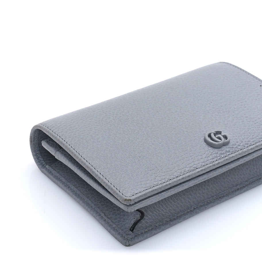 Gucci GUCCI Dollar Calfskin Enamel Monochrome Mini GG Marmont Chain Wallet Deep Grey Deep Grey Image 7