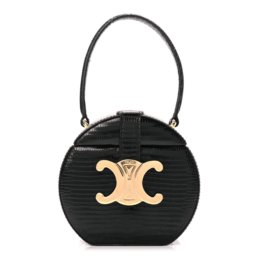 Celine Lizard Round Box Triomphe Black Image 1