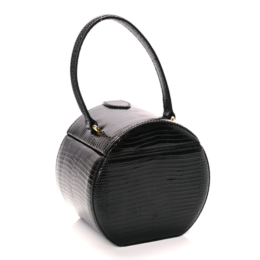 Celine Lizard Round Box Triomphe Black Image 3