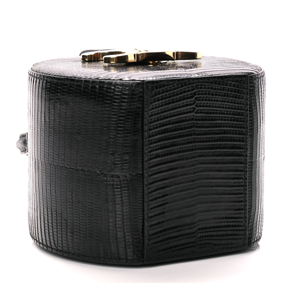Celine Lizard Round Box Triomphe Black Image 4