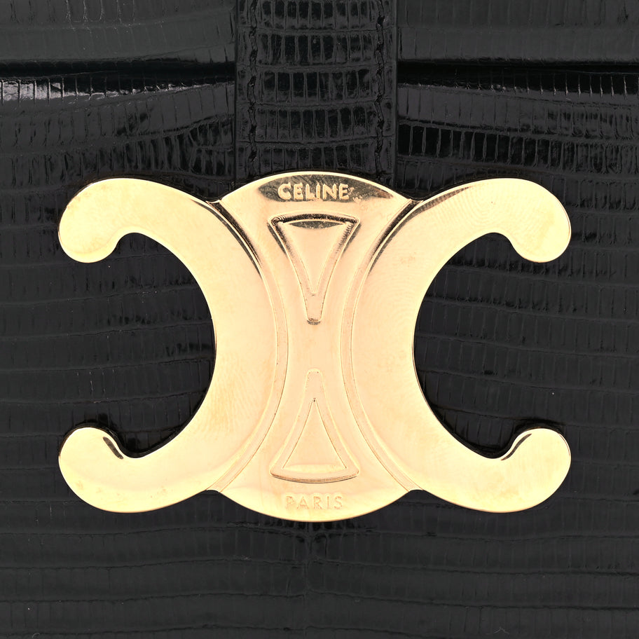 Celine Lizard Round Box Triomphe Black Image 7