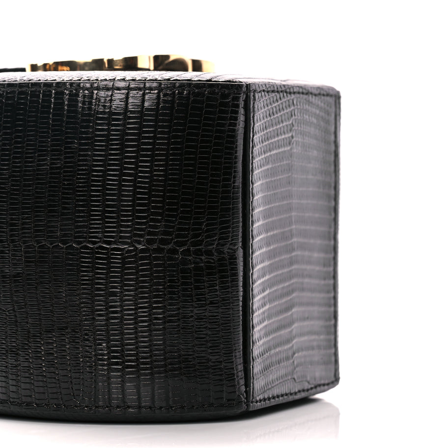 Celine Lizard Round Box Triomphe Black Image 8