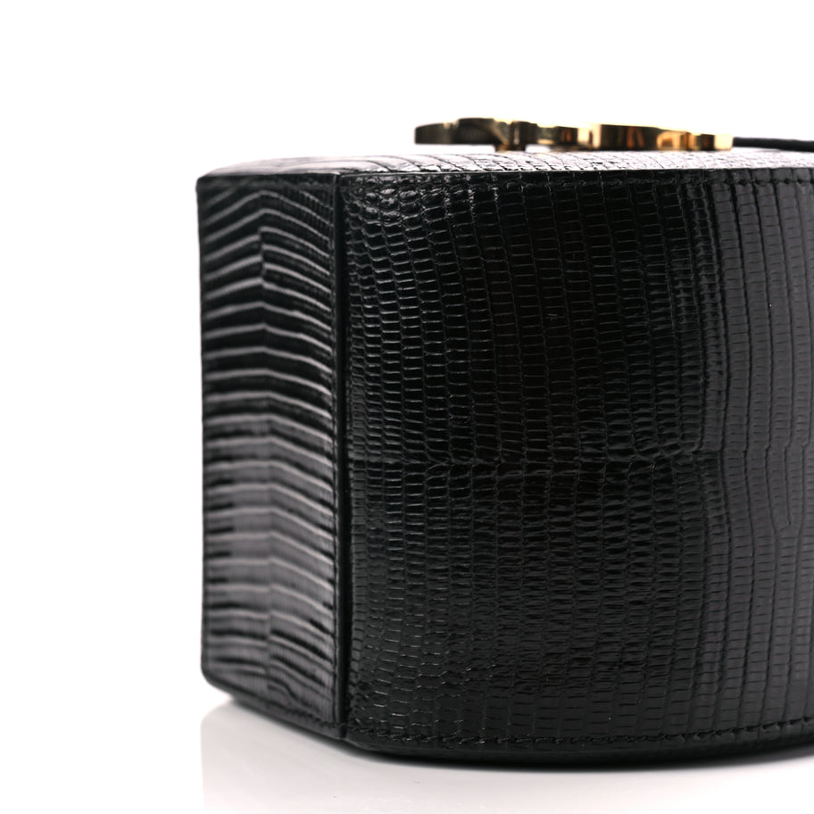 Celine Lizard Round Box Triomphe Black Image 9