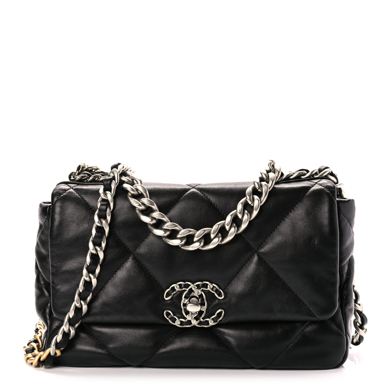  Chanel Lambskin Quilted Medium Chanel 19 Flap Black