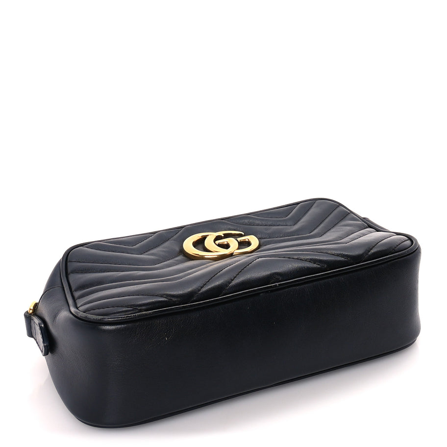 Gucci Calfskin Matelasse Small GG Marmont Chain Shoulder Bag  Black Image 3