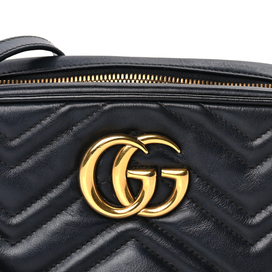 Gucci Calfskin Matelasse Small GG Marmont Chain Shoulder Bag  Black Image 6