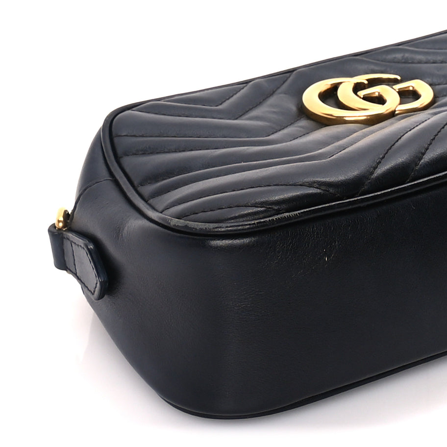 Gucci Calfskin Matelasse Small GG Marmont Chain Shoulder Bag  Black Image 7