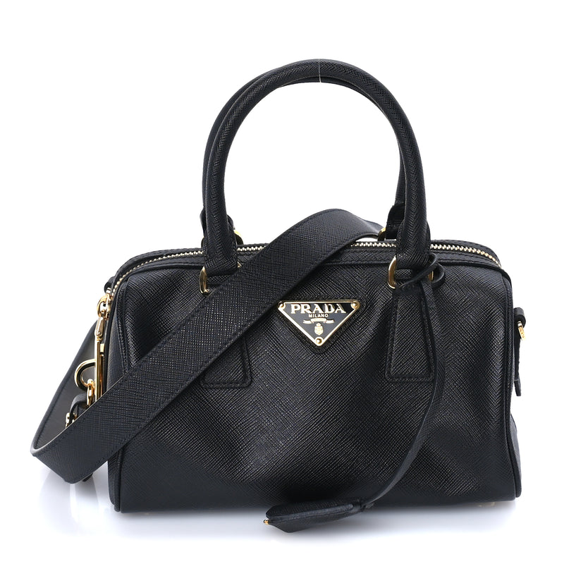  Prada Saffiano Lux Mini Convertible Bowler  Black