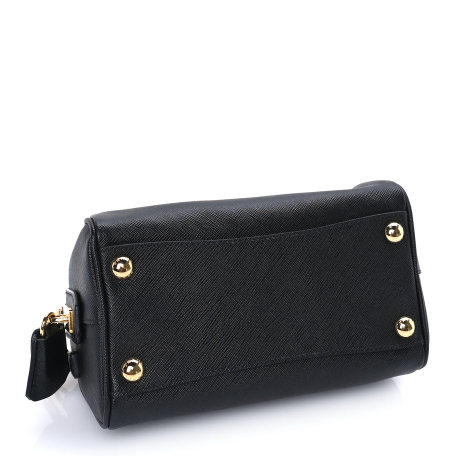 Prada Saffiano Lux Mini Convertible Bowler  Black Image 3