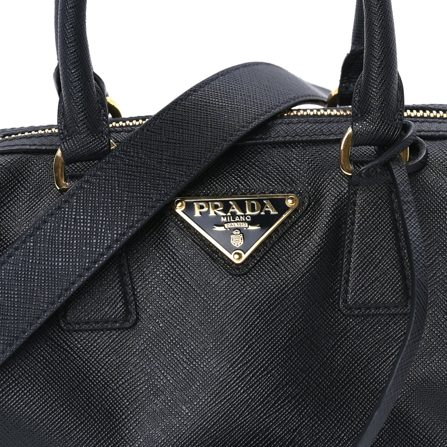 Prada Saffiano Lux Mini Convertible Bowler  Black Image 5