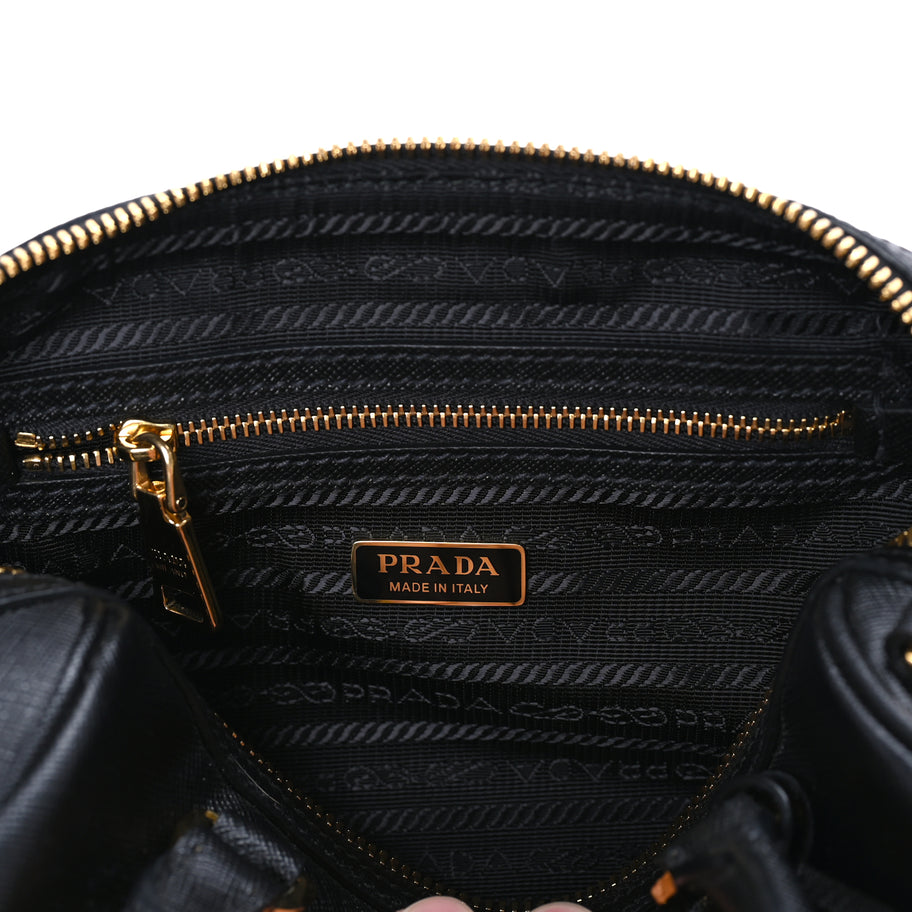Prada Saffiano Lux Mini Convertible Bowler  Black Image 6