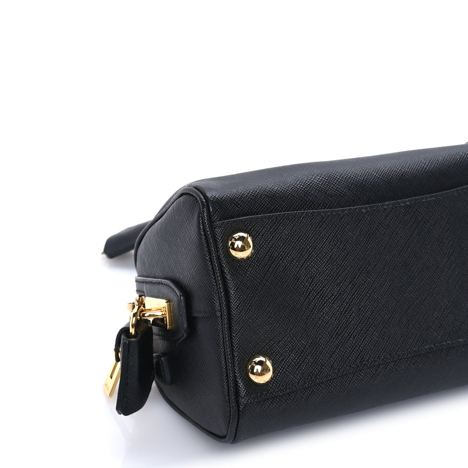 Prada Saffiano Lux Mini Convertible Bowler  Black Image 7