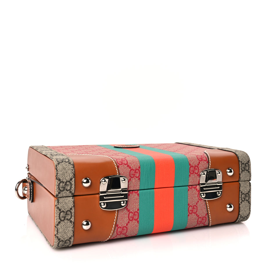 Gucci X DANS LE VERT GG Supreme Monogram Cuoio Web Mini Retro Interlocking G Beauty Case Beige Rosso Ebony Harness Brown Image 3