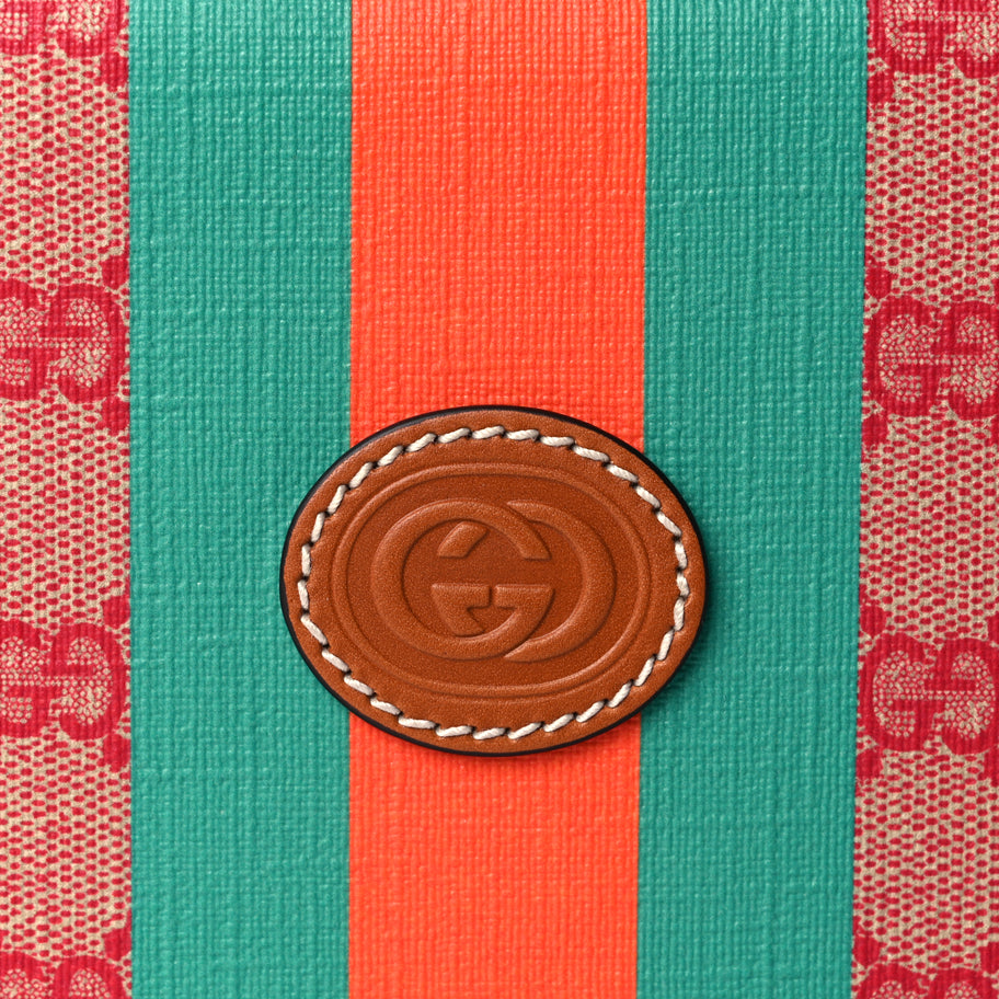 Gucci X DANS LE VERT GG Supreme Monogram Cuoio Web Mini Retro Interlocking G Beauty Case Beige Rosso Ebony Harness Brown Image 6