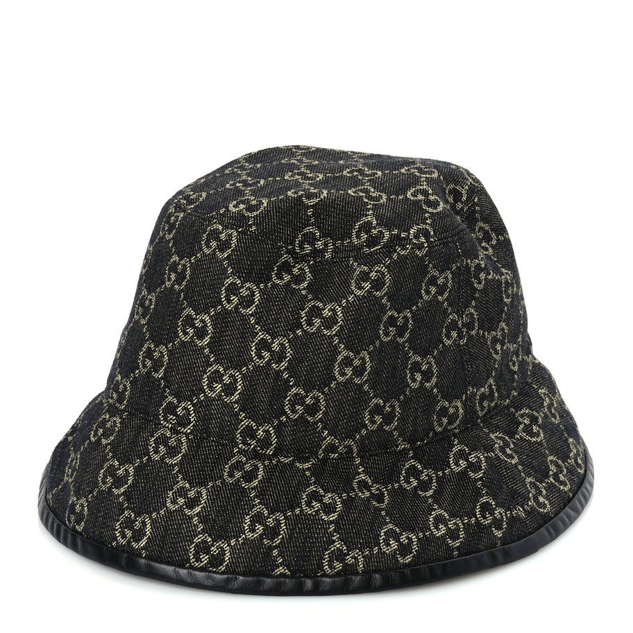 Gucci Jacquard Denim GG Monogram Oscar Bucket Hat M Black Ivory Image 1