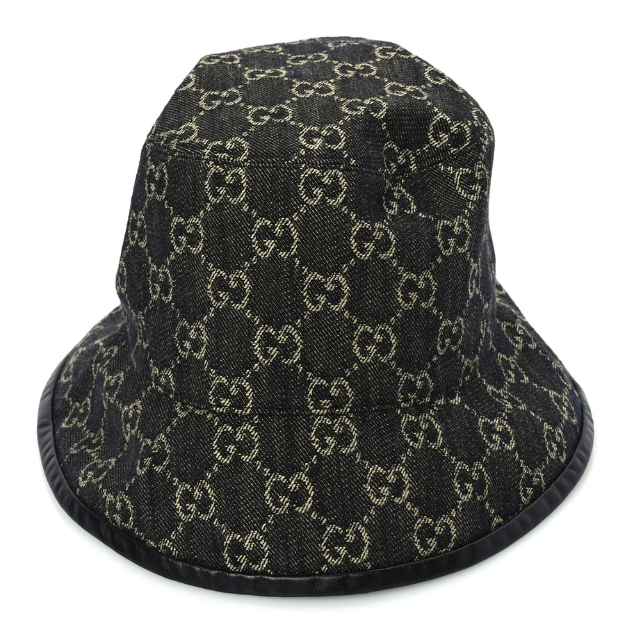 Gucci Jacquard Denim GG Monogram Oscar Bucket Hat M Black Ivory Image 3