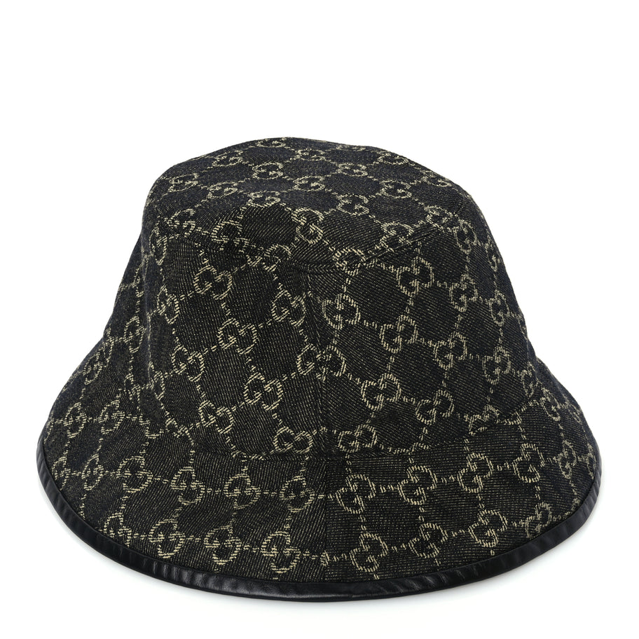 Gucci Jacquard Denim GG Monogram Oscar Bucket Hat M Black Ivory Image 4
