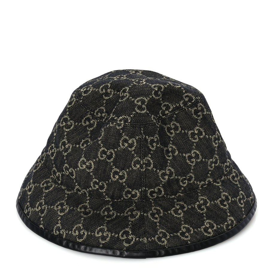 Gucci Jacquard Denim GG Monogram Oscar Bucket Hat M Black Ivory Image 6