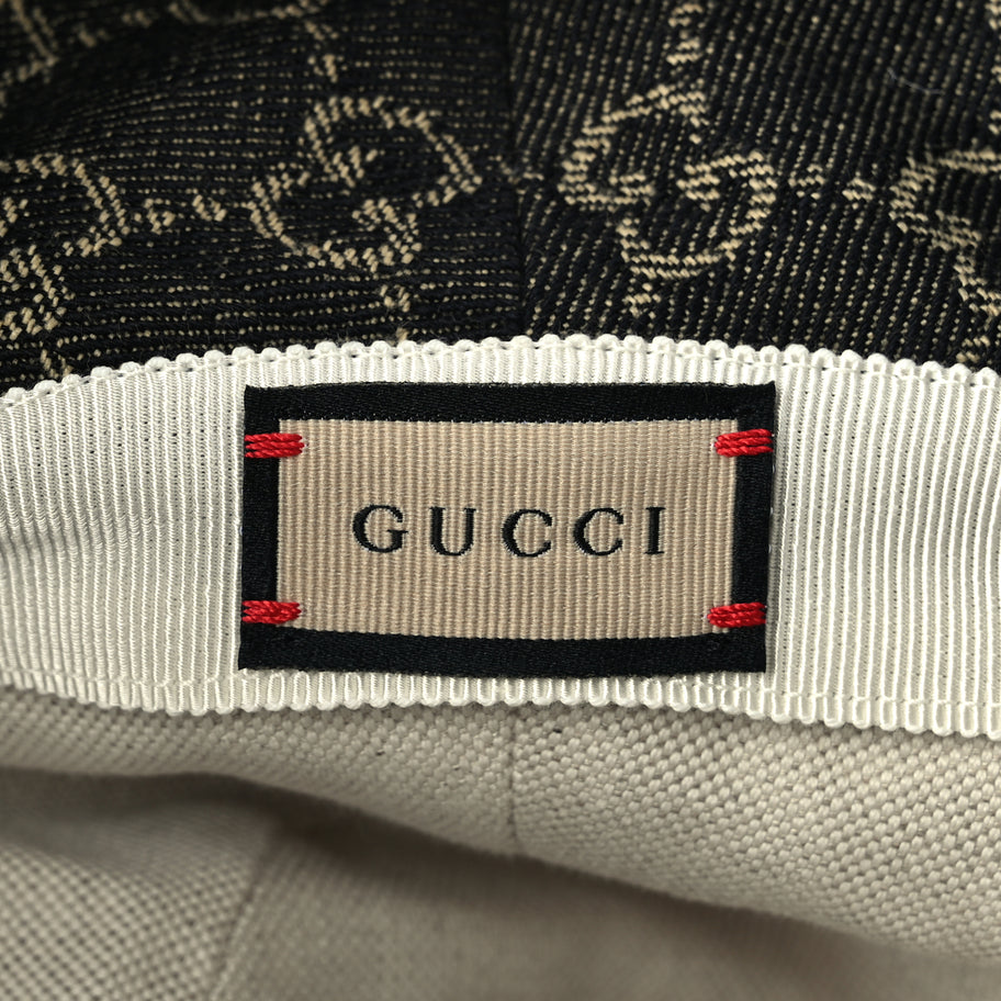 Gucci Jacquard Denim GG Monogram Oscar Bucket Hat M Black Ivory Image 8