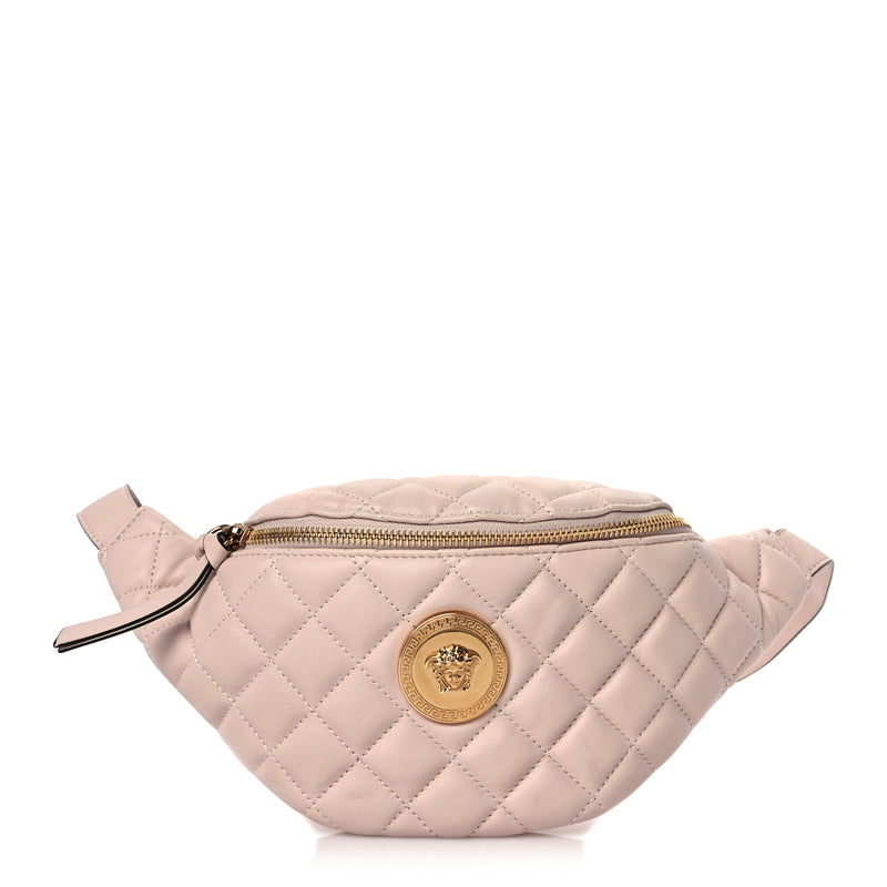  Versace Nappa Quilted Medusa Belt Bag Light Pink