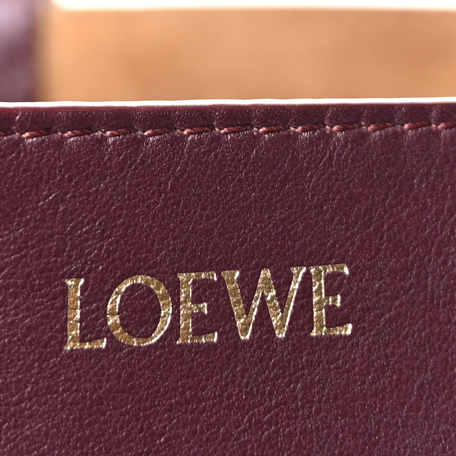 Loewe Shiny Calfskin Medium Puzzle Fold Tote  Dark Burgundy Image 5